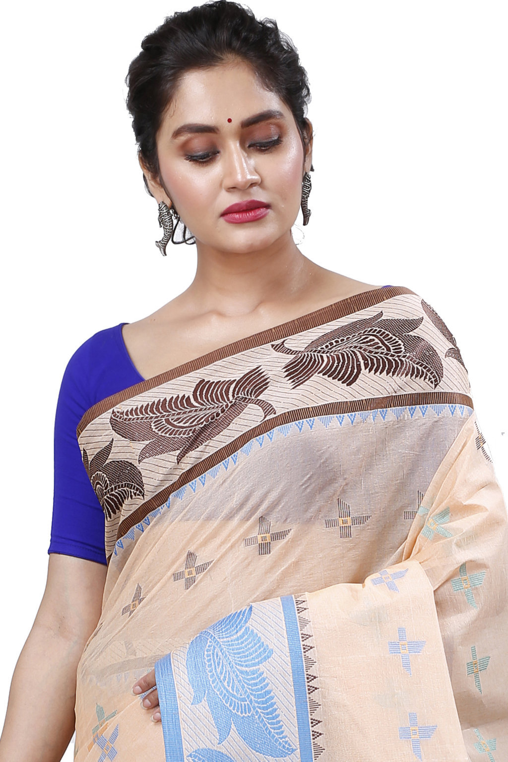 Light Brown Pure Cotton Rowan Tant Saree (979)